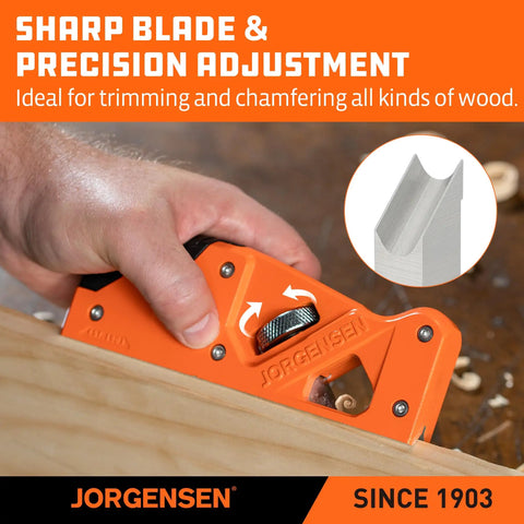Shop Tough O1 Steel Chamfer Plane With Four Swappable Corner Edging Cutters For Buttery Smooth Wood Trimming And Top Shelf Detail Finishes Plus Dead Easy Built In Storage Keeps Your Garage Gear Tidy And Ready For Any Big Weekend Build, close-up of sharp blade and precision adjustment.