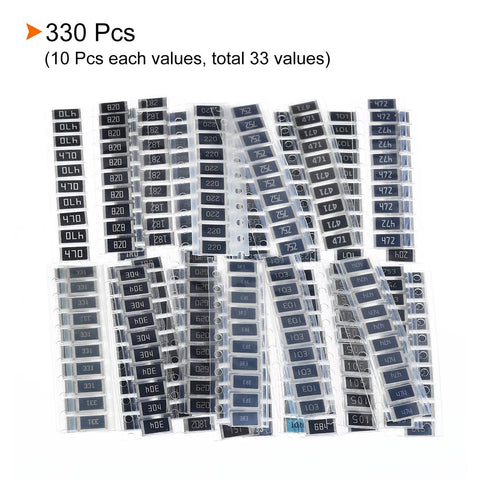 330Pcs 1R-1M Ohm SMT Resistor Kit With 33 Values 1W Power 5 Percent Tolerance Surface Mount Chip Resistors Assortment For DIY Tinkering And Electronics Projects, 2512 size