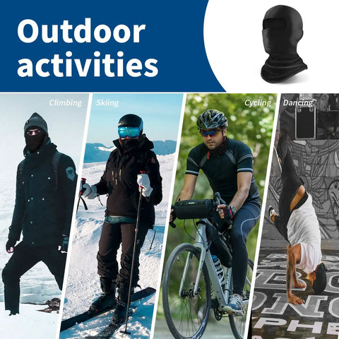 All Season Balaclava Face Mask For Men And Women With UPF 50 Plus UV Protection used in climbing, skiing, cycling, dancing