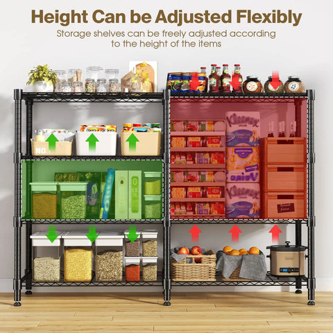 Industrial Four Tier Metal Wire Shelving Rack Straight Up Solid Build With 1600 Lb Capacity No Fuss Setup For Garage Kitchen Pantry Laundry And Utility Rooms 72 X 18 X 60 Inches Matte Black