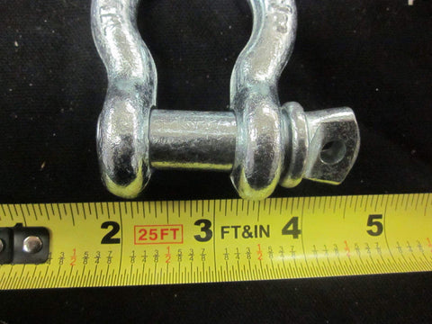 Bow Shackle Anchor Pin D Ring Recovery Tow Chain for Marine Boats 2 Ton Heavy Duty Half Inch Diameter 3-3/16 Inch Length