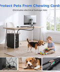 Cool Cable Sleeve Kit That Keeps Your Pets Off Wires And Saves You From Messy Cords On The Desk Or TV Stand With Easy Split Design For Super Simple Setup Today, black 10ft PVC wire loom on desk