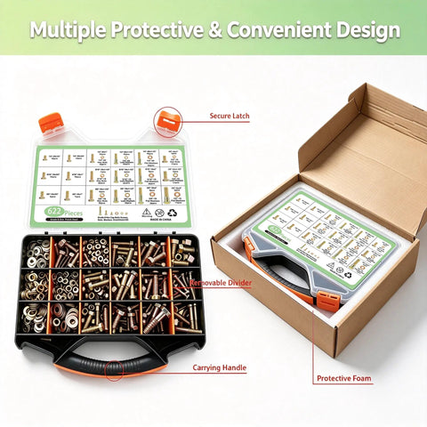 Tough As Nails Grade 8 Nuts And Bolts Assortment Kit For Pickup Builds and Weekend Shop Work with secure latch and carrying handle.