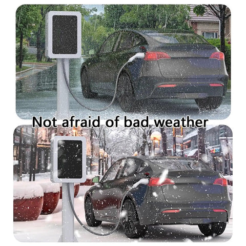 Badass Heavy Duty Electric Vehicle Charger Protection Box Wall Mounted Enclosure with thick steel in snowy weather.