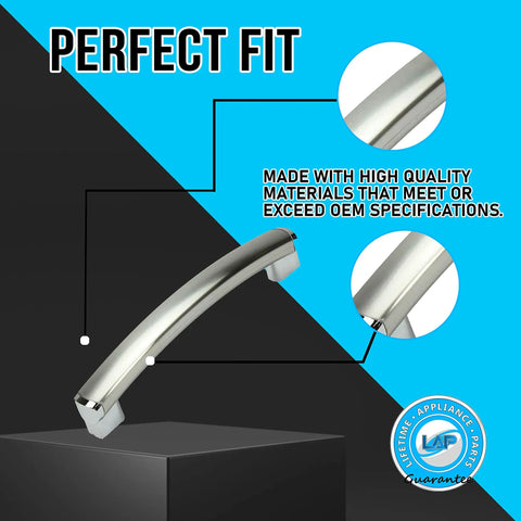 WB15X10278 Microwave Oven Door Handle Replacement for GE, stainless steel, angled view, fits JNM3161MF1SA.