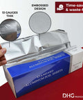 Pre Cut Aluminum Foil Sheets 12x12 Pop Up Box Of 500 for easy food wrapping with embossed design and 13 gauge thickness
