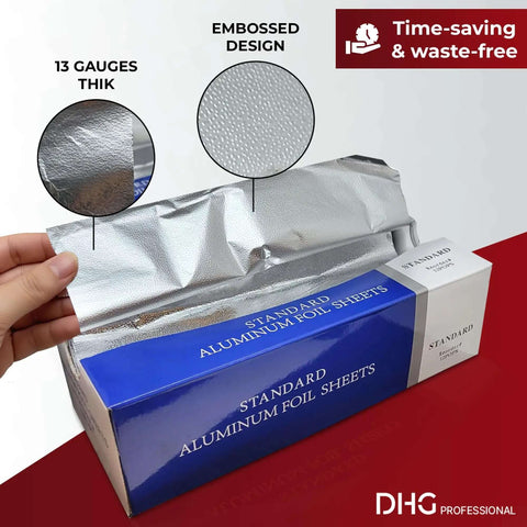 Pre Cut Aluminum Foil Sheets 12x12 Pop Up Box Of 500 for easy food wrapping with embossed design and 13 gauge thickness