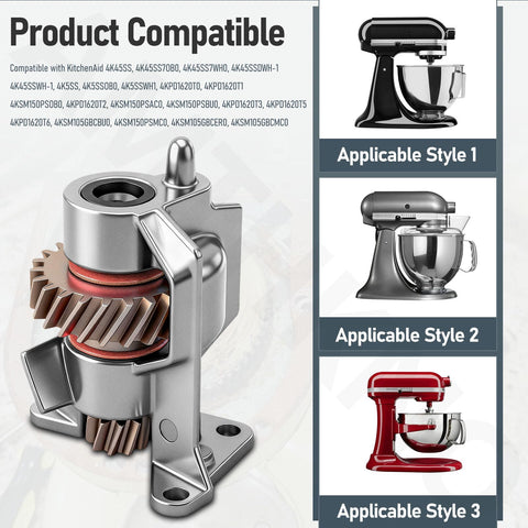 Beefed Up Worm Drive Gear And Bracket Kit With Food Grade Grease For Mixer Repair WP240309-2 Compatible With Whirlpool Maytag KitchenAid Estate JennAir Amana Hotpoint And More