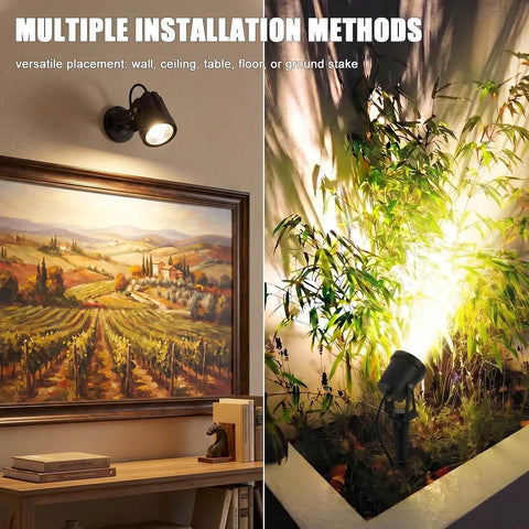 LED Spotlight For Plants And Indoor Outdoor Accent Lighting, Low Voltage 12V Warm White Up Down Spot Lights on wall and plant