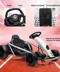 Ultra Powerful 24V Kids Go Kart With Dual 300W Motors, 9Ah Battery, 8 MPH Top Speed, shown with steering wheel controls.