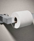 Honesty Pivoting Toilet Paper Holder for Modern Bathrooms, chrome finish, sleek square design with easy paper change feature.
