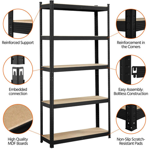 Rock Solid Heavy Duty Steel Storage Rack Two Pack Adjustable Five Tier Shelving Legit Garage Organizer Durable Construction For Basement Warehouse Shed Black Frame Scratch Resistant And No Sweat Setup