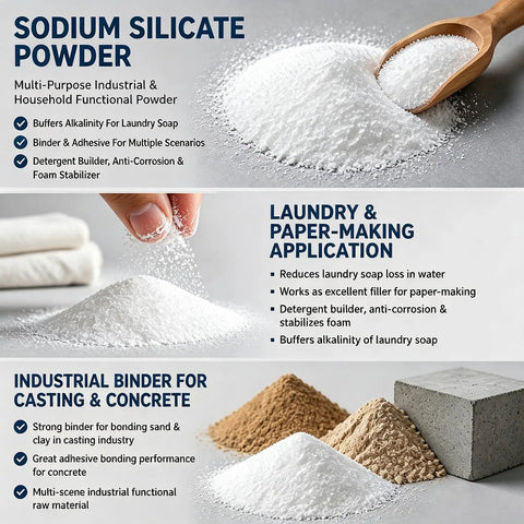Sodium silicate powder in hand, showcasing Tough As Nails Sodium Silicate Powder Heavy Duty Concrete Sealer Industrial Floor Hardener Dust Free Water Glass Treatment.