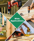 Collage of various drill applications using Heavy Duty Outdoor Deck Screws 4 And A Half Inch 50 Pack Star Drive Wood Screws for projects.