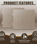 Waveguide Cover for Microwave Oven Replacement 5304464061 Mica Plate Sheets Two Pack shown with product features