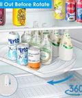 Slick Rectangular Lazy Susan Turntable For Refrigerator And Pantry With Smooth Spin Base That Glides Like Butter holding drinks.