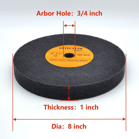 8 Inch Nylon Fiber Polishing Wheels Set Heavy Duty Deburring Tools For Metal Finishing Smoothes Out Rough Edges In No Time Flat, 180 grit