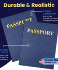 Kid Friendly Fake Passport Book Set With Stickers 10 Pack Blue Realistic Blank Passports For Kids Classroom Travel Decor