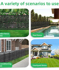 Four scenarios showing 38 Inch Wide By 42 Inch High Air Conditioner Fence Screen Three Panel Outdoor Enclosure applications