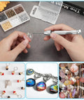 Pin Vise Hand Drill Set With 600 Eye Hooks And 10 Drill Bit Sizes For Jewelry Making, Keychains, Resin Casting And DIY Crafts, Handy Manual Tool Kit For Craft Lovers displayed with drill bits, eye hooks, and crafting examples