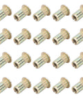 Professional Grade Durable Zinc Coated Rivet Nut Kit With 100 Count M4 Threaded Inserts arranged in a grid.
