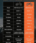 Comparison chart for Dual Motor Electric Bike With 5600W Output And 50 MPH Speed specifications side by side.
