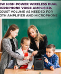 Teacher and students using 40W Bluetooth 5.3 Voice Amplifier With Headset Microphone And Handheld Mic Portable Rechargeable PA System for classroom.