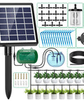 Components of Solar Drip Irrigation System Auto Watering Kit For 15 Pots With 49 Ft Hose Anti Siphon Garden Irrigation, 12 Modes