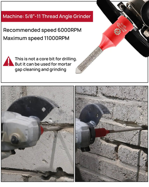 Diamond Mortar Raking Bit For Masonry Tuck Pointing And Brick Removal, Carbide Tipped Router Bit in use for mortar cleaning