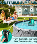 Submersible Pool Sump Pump With Adjustable Flow 950GPH Capacity in an outdoor pool with people relaxing nearby