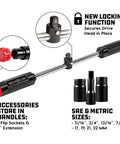 Billy Club Universal Lug Wrench with 2 flip sockets and locking function for cars, trucks, and SUVs tire changes.
