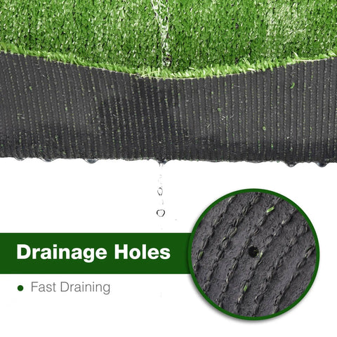 Indoor Batting Cage Turf Mat Set For Baseball And Softball Practice, showing drainage holes and synthetic grass texture