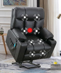 Extra Wide Lift Chair With Heat And Massage For Adults And Seniors, Faux Leather Power Lift Recliner With Plush Upholstery