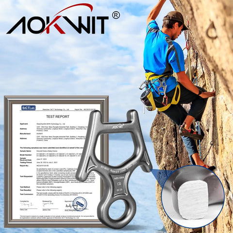 Beefy 30kN Figure 8 Descender Made From 7075 Aluminum on rock climbing gear with test report and material cross-section