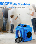 Industrial Grade Air Scrubber 550 CFM With Three Stage Filtration HEPA Plus Activated Carbon Filter in a room being painted