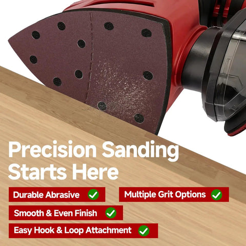 60 Piece Sander Replacement Pads With Hook And Loop Sandpaper Sheets 60 80 120 240 Grit Mix For Mouse Detail Sanders showing durable abrasive.