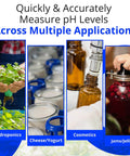 Hands holding plants, dairy products, cosmetic bottles, and preserved jams, showcasing Multimedia PH Meter For Hydroponics And Soil use.