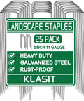 Image of Heavy Duty Galvanized Garden Stakes 5 Inch 25 Pack With Anti Rust Ground Pins For Weed Barrier Fabric Yard Lawn Plant Cover Tent.