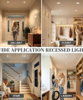 HITOO 3 Inch Motion Sensor Recessed Downlight Light 3000K, White, 2 Pack in hallway, closet, stair, and laundry settings.