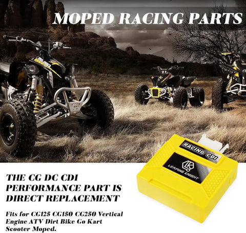 DC CDI Box High Performance Racing Part With Digital Adjustable 9 Ignition Curves For CG125 CG150 CG250 in yellow, front view