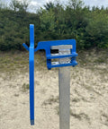 Gong Hook Mount Top Post For Hanging AR500 AR550 Target Plates With 1/2-Inch Holes on steel post, side view