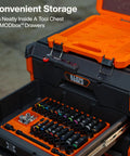 Dual Profile Impact Socket Set With Deep Well And Shallow Sockets 3 By 8 Inch Drive 44 Piece SAE And Metric Kit in tool chest