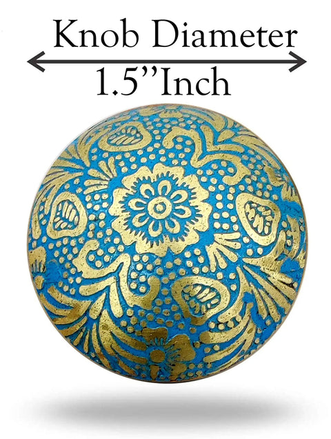 Sky Blue Brass Door Knobs Set Of 6 38mm Handcrafted Drawer Pulls And Cabinet Knobs For Cabinets Wardrobes And Kitchen Cupboards Includes Screws For Easy Install. 1.5 inch round brass knob