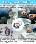 Direct Replacement F-56-A Coupling Assembly For Regal Flushometer Systems 0306145, complete spud assembly with flange and gasket, shown installed in a toilet