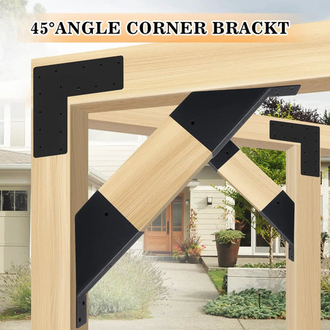 8 Pack 45 Degree Pergola Brackets With Drainage Holes For Gazebos And Pergolas, Fits 2x4 Lumber, Heavy Duty Steel, Installed