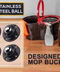Top Shelf Stainless Steel Furniture Casters Four Pack Anti Rust Heavy Duty Mini Roller Wheels For Couches Sofas Slick Glide Silent Movement One Inch Height Metal Hardware Included Ready To Roll Anytime. Four black casters designed for mop buckets.