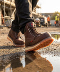 Heavy Duty Steel Toe Work Boots For Men With Goodyear Welt Construction Thick Full Grain Leather Wedge Sole in construction site