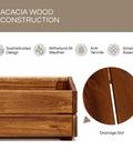 Premium Acacia Wood Planter Box With Crate Style Design Built To Last, Go To Garden Must Have For Flowers Decor And Storage