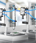 Heavy Duty Pneumatic Cylinder 32mm Bore 200mm Stroke Double Acting with Y Connector and Two 8mm Fittings Aluminum Body