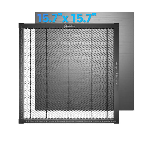 Aluminum Honeycomb Laser Bed 450x450mm for laser engravers and cutters, shown in front view with 15.7" x 15.7" area.